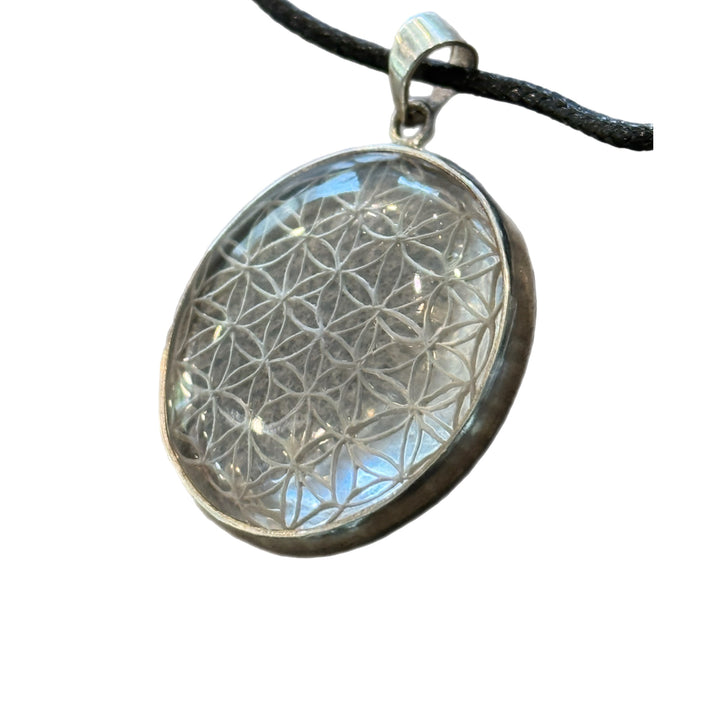 Hand Carved Flower of Life in Quartz