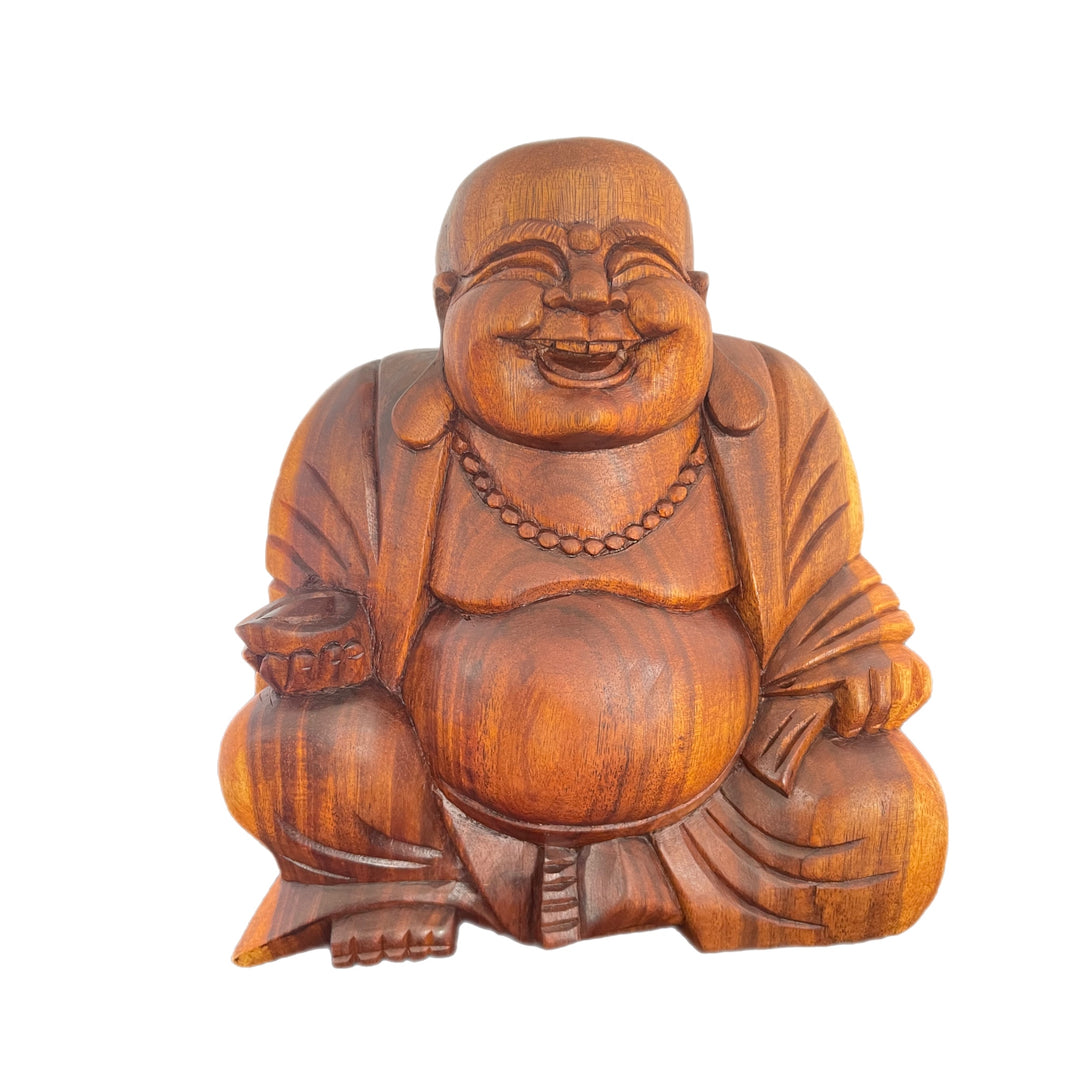 Hand Carved Happy Buddha Holding Nut