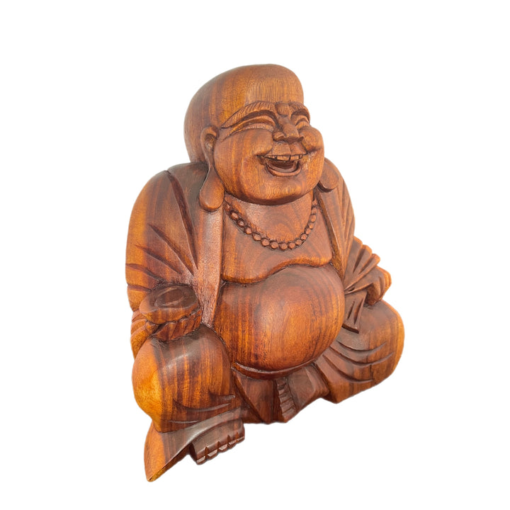 Hand Carved Happy Buddha Holding Nut