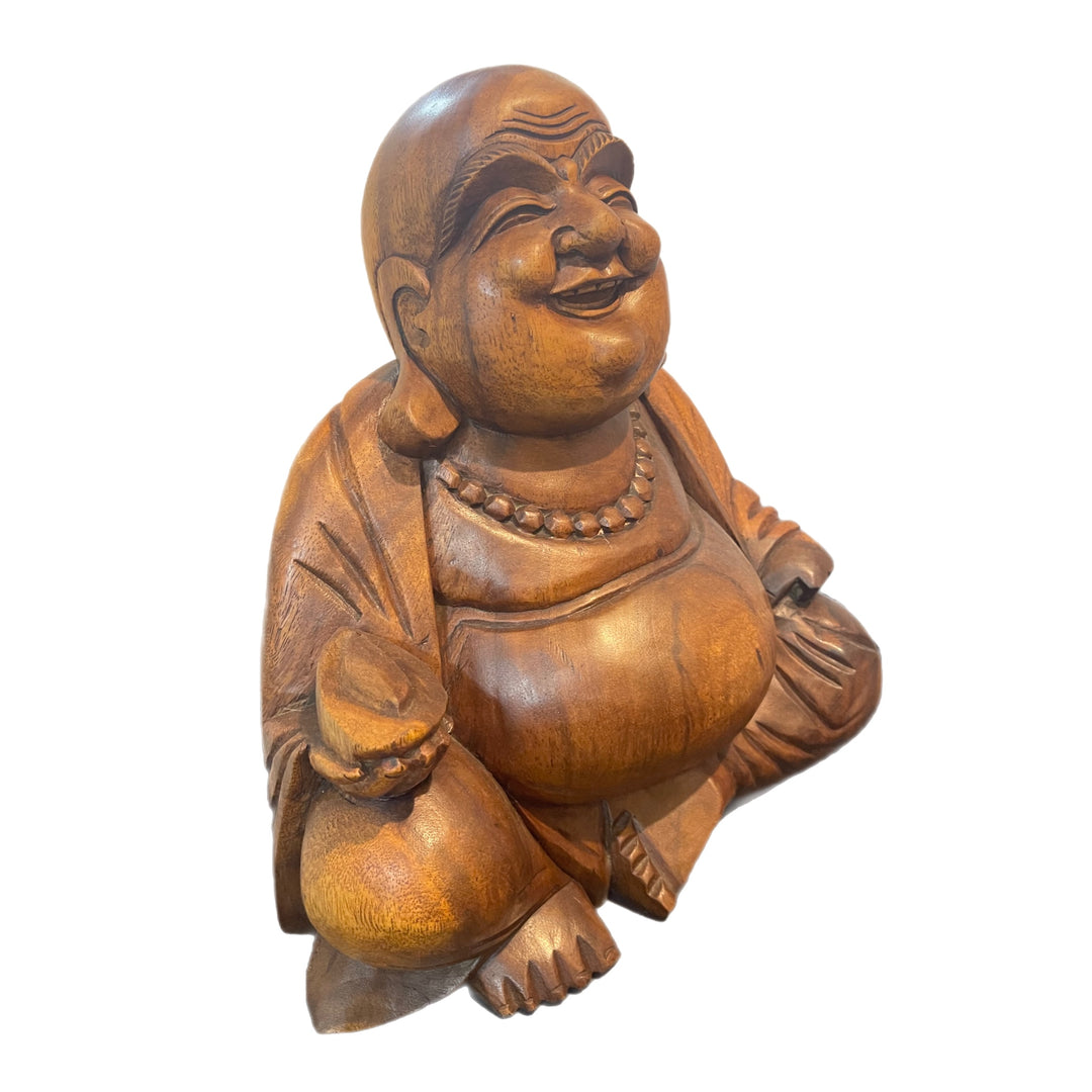 Hand Carved Happy Buddha Holding Nut