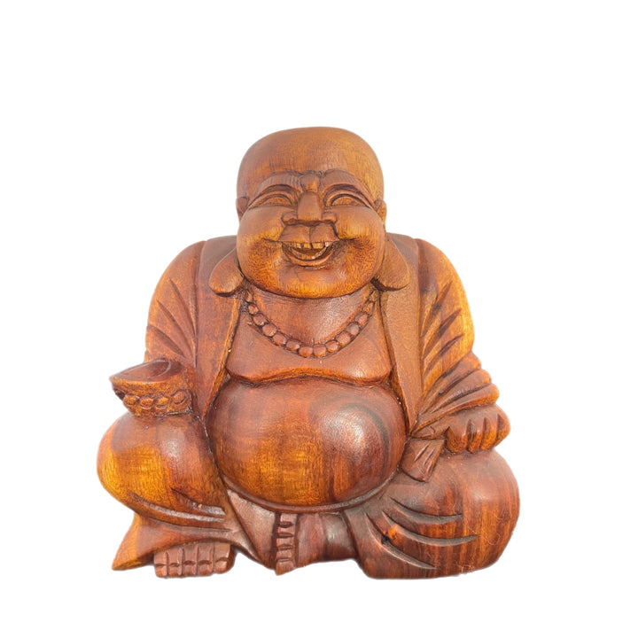 Hand Carved Happy Buddha Holding Nut