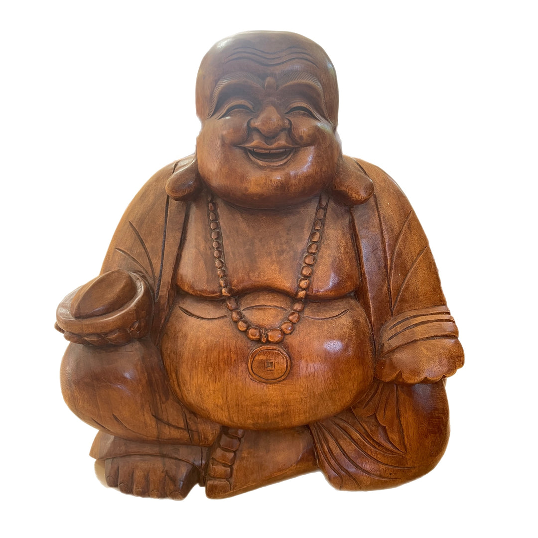 Hand Carved Happy Buddha Holding Nut