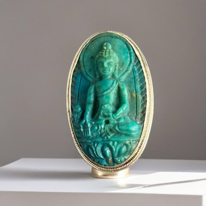 Hand Carved Medicine Buddha in Chrysocolla